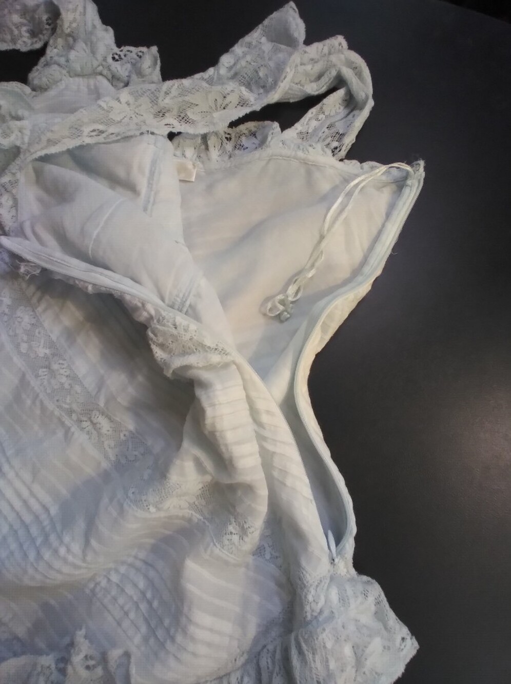 Loveshackfancy Light Blue Frilly Dress Size 4 Embroidered Straps And Detail - Picture 9 of 11